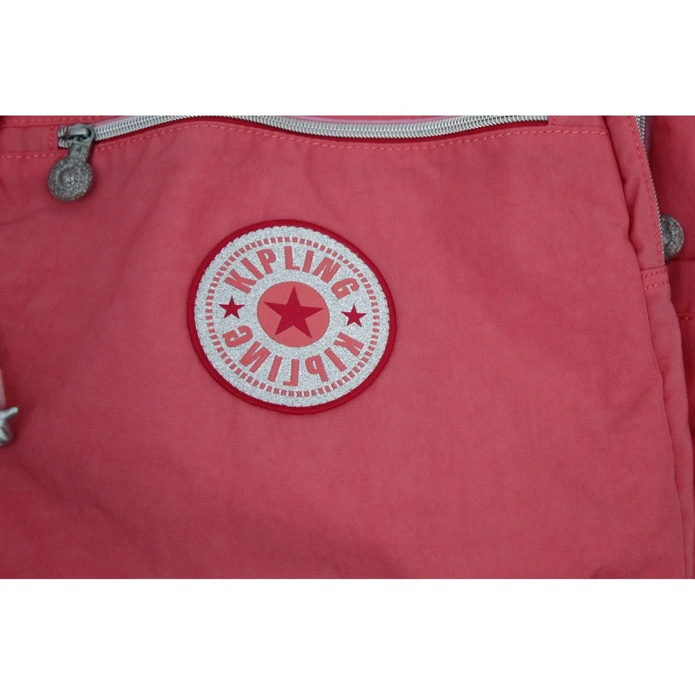Kipling Seoul Extra Large Laptop Backpack Coral Pink Nylon Monkey Keychain Bag